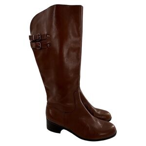 Bandolino womens wide calf knee high boots size 9 Cadrian brown leather riding